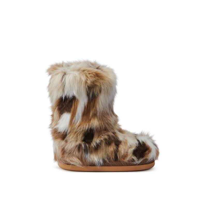 AZALEA WANG NADIANNA BROWN FUR FLAT BOOTIE