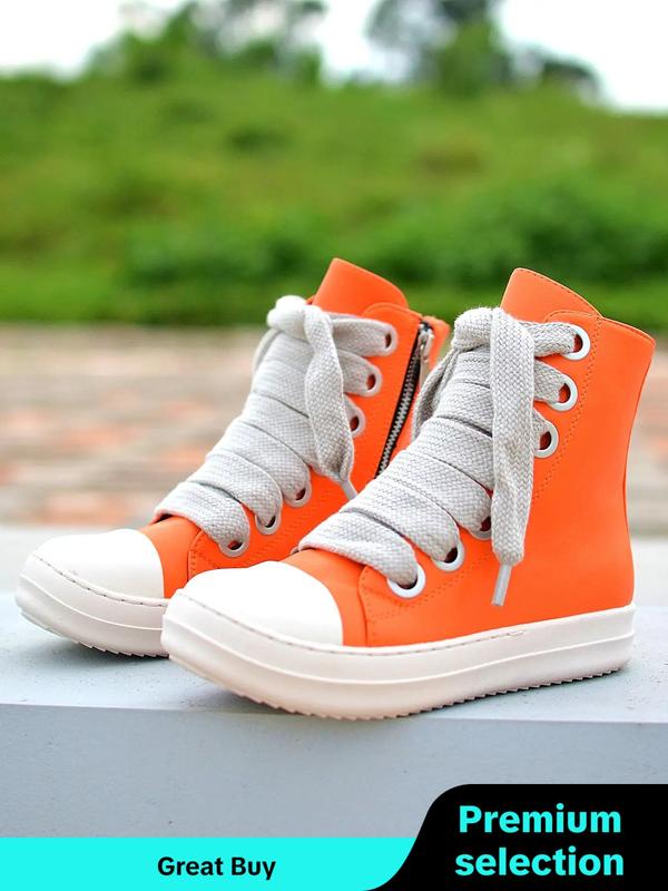 Women's Fashionable Lace Up Front High Top Casual Sneakers, Casual Comfortable Sports Shoes for Daily Wear, Female All-match Round Toe Shoes for Daily Wear As Gift, Fall Shoes