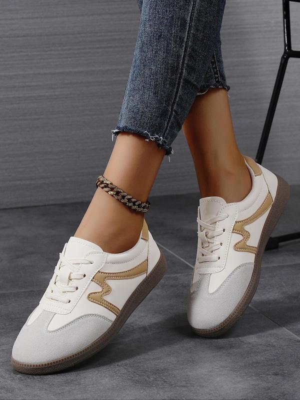 Women's Colorblock Lace Up Sneakers, Casual Breathable Comfortable Training Shoes, All-match Basic Shoes for Daily Wear