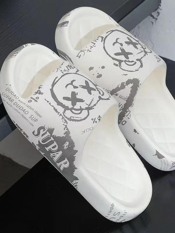 Women's Cute Cartoon Bear Pattern Slides, Casual Soft Non-slip Home Slippers, Comfortable Silent Anti-slip Slippers for Indoor Outdoor, Walking Shoes