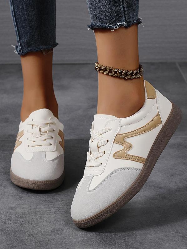 Women's Colorblock Lace Up Sneakers, Casual Breathable Comfortable Training Shoes, All-match Basic Shoes for Daily Wear