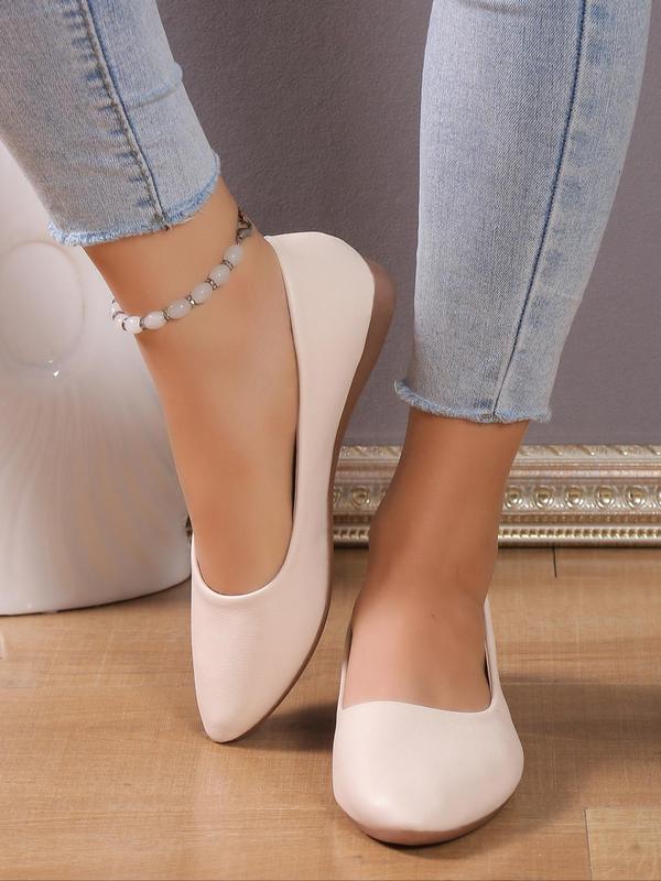 Women's Elegant Solid Color Pointed Toe Flat Shoes, Fashionable Slip on Shoes for Work Office, Lightweight Breathable Comfortable Shoes for Daily Wear