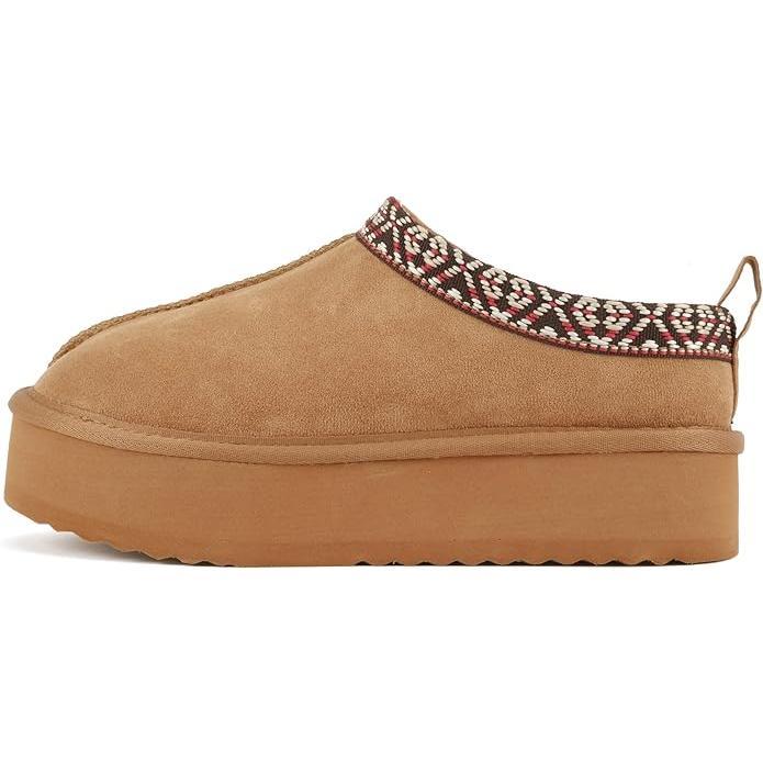 Women Round Toe Slip-On Flatform Lug Sole Sherpa-lined Slipper with Stitch Details