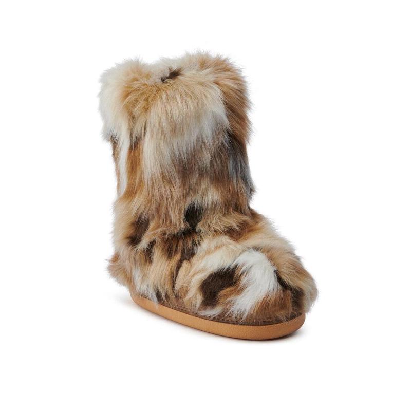 AZALEA WANG NADIANNA BROWN FUR FLAT BOOTIE