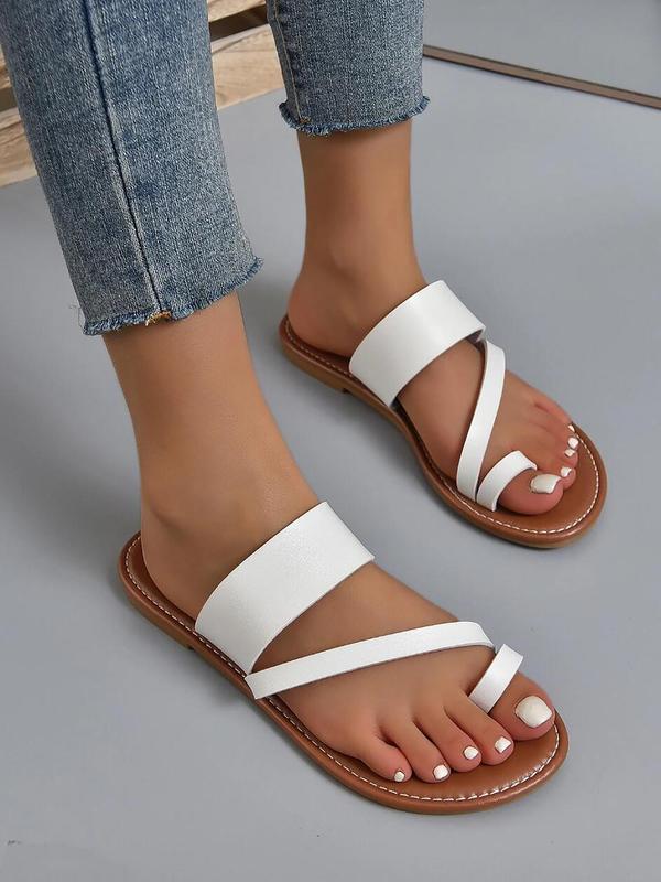 Women's Fashionable Plain Color Flat Sandals for Beach Holiday Vacation, Toe Thong Flat Slippers, Casual Versatile Summer Sandals, Trendy All-match Sandals for Women