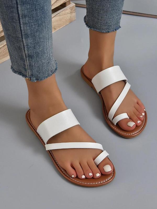 Women's Fashionable Plain Color Flat Sandals for Beach Holiday Vacation, Toe Thong Flat Slippers, Casual Versatile Summer Sandals, Trendy All-match Sandals for Women