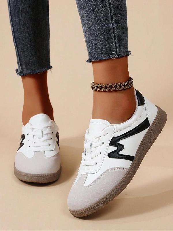 Women's Colorblock Lace Up Sneakers, Casual Breathable Comfortable Training Shoes, All-match Basic Shoes for Daily Wear