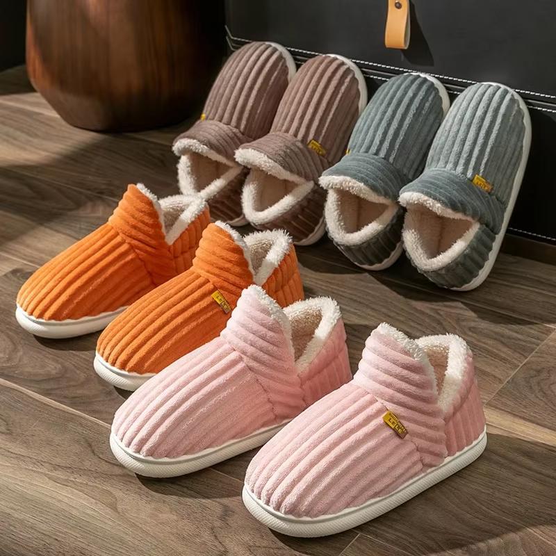 Fashionable plush slippers, men's and women's winter indoor fluffy warm plush home slippers, outdoor plush soft fur slippers Footwear Walking Shoes