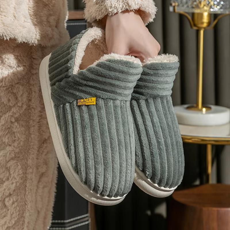 Fashionable plush slippers, men's and women's winter indoor fluffy warm plush home slippers, outdoor plush soft fur slippers Footwear Walking Shoes