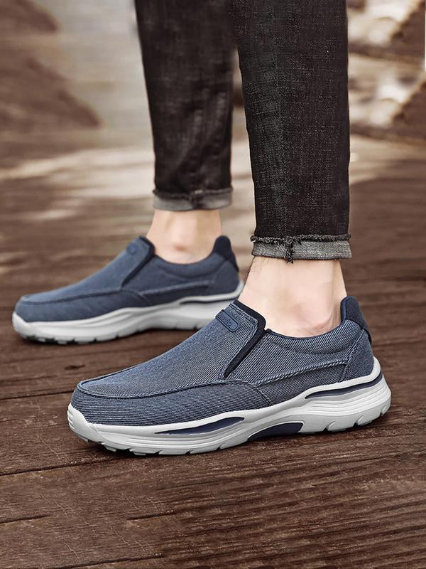 Men's Casual Plain Canvas Slip-on Shoes, 2024 New Style Lightweight Breathable Comfortable Flat Shoes, Fashionable Shoes for Daily Wear