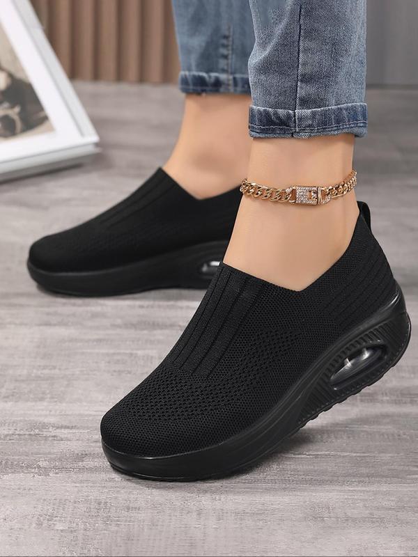 Women's Solid Color Mesh Breathable Slip on Sneakers, Casual Comfortable Sports Running Shoes, All-match Commuter Athletic Trainer for Work & Daily Footwear for Girl