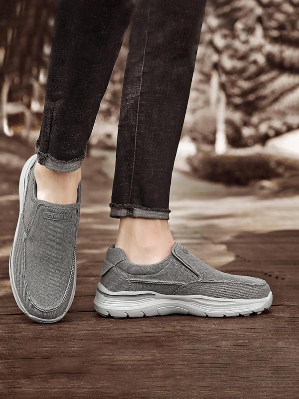 Men's Casual Plain Canvas Slip-on Shoes, 2024 New Style Lightweight Breathable Comfortable Flat Shoes, Fashionable Shoes for Daily Wear