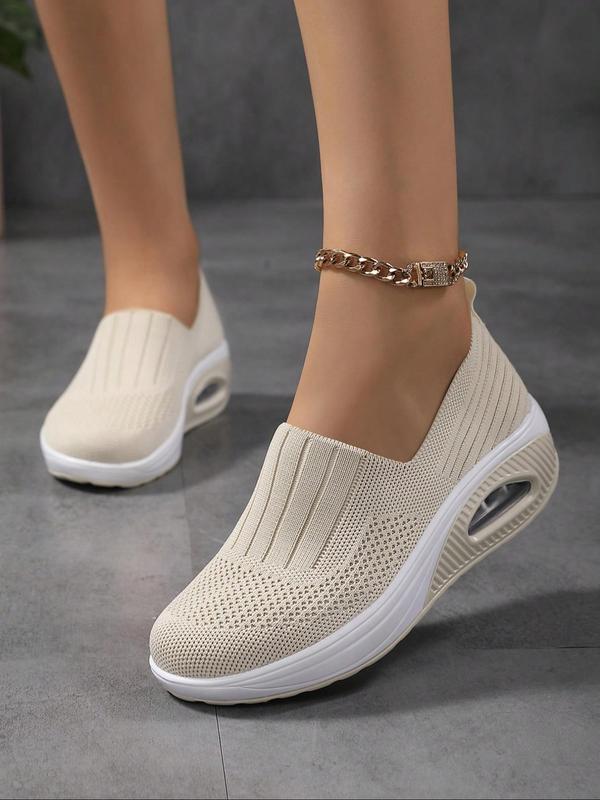 Women's Solid Color Mesh Breathable Slip on Sneakers, Casual Comfortable Sports Running Shoes, All-match Commuter Athletic Trainer for Work & Daily Footwear for Girl