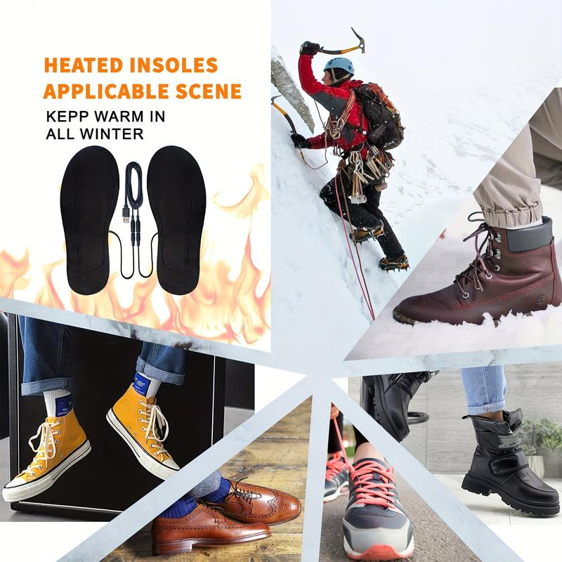 USB Heated Shoe Insoles Electric Foot Warming Pad Feet Warmer Sock Pad Mat Winter Outdoor Sports Heating Insole Winter Warm Footwear Comfort