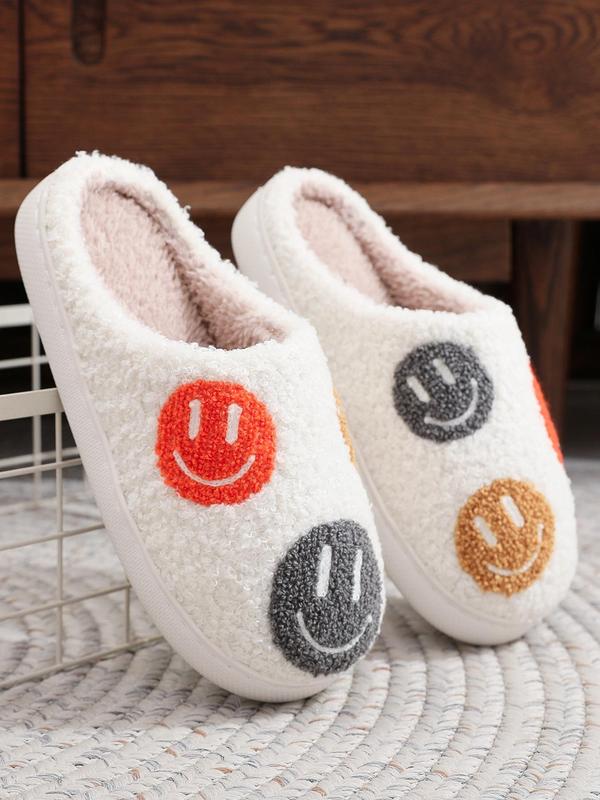 Women's Cute Cartoon Face Pattern Plush Slippers, Casual Soft Comfortable Home Slippers, Warm Slippers for Indoor & Outdoor Use for Fall & Winter