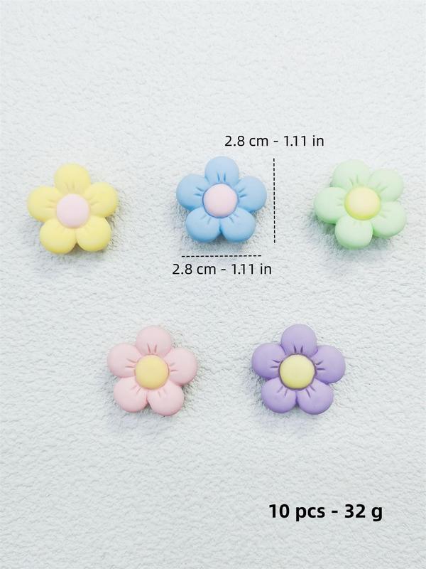 Flower Design Shoe Charms, 10pcs Cute Cartoon Flower Shoe Decoration, Fashionable Shoes Decorations for Clogs, Shoes Buckle Decorations, Diy Accessories for Women & Girls