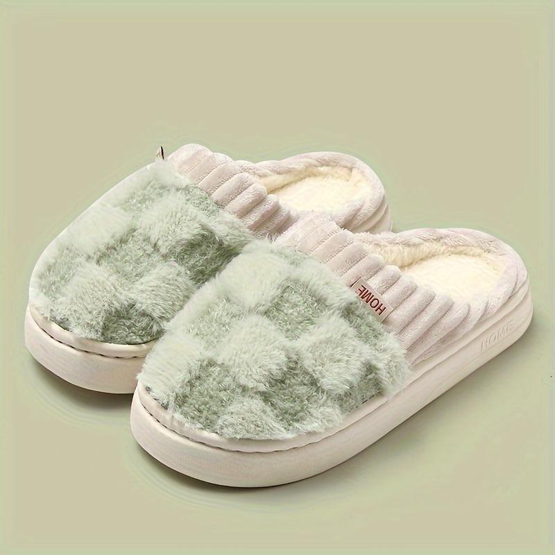 Cozy Checkered Slipper for Women - Soft Fleece, EVA Sole, and Fashionable Design for Indoor Outdoor Comfort - Girl, Flipflop