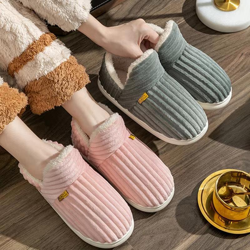 Fashionable plush slippers, men's and women's winter indoor fluffy warm plush home slippers, outdoor plush soft fur slippers Footwear Walking Shoes