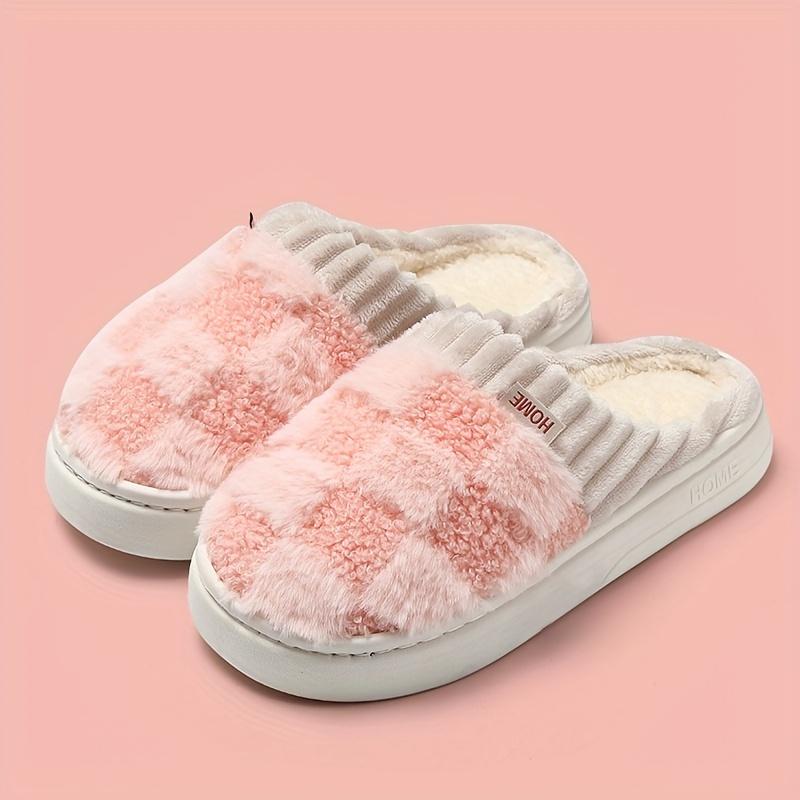 Cozy Checkered Slipper for Women - Soft Fleece, EVA Sole, and Fashionable Design for Indoor Outdoor Comfort - Girl, Flipflop