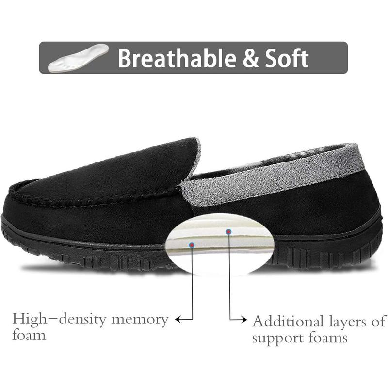 Mens Slippers microsuede Moccasin memory foam house shoes