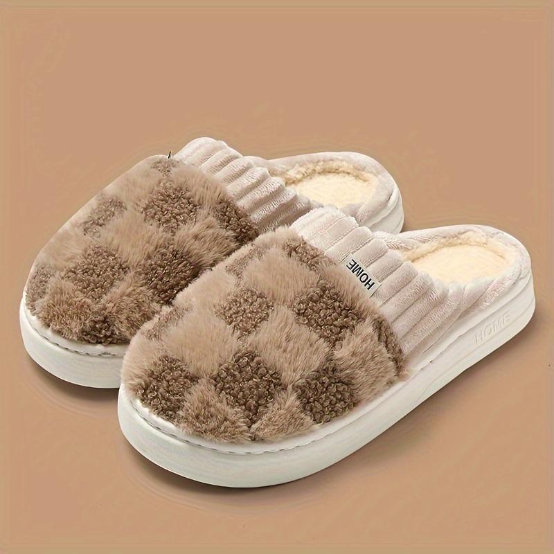 Cozy Checkered Slipper for Women - Soft Fleece, EVA Sole, and Fashionable Design for Indoor Outdoor Comfort - Girl, Flipflop