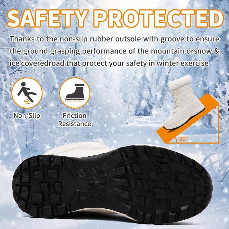 Womens Winter Waterproof Boots Snow Boots Warm Fur Lined Anti Slip Ankle Boots Mid Calf Snowboots