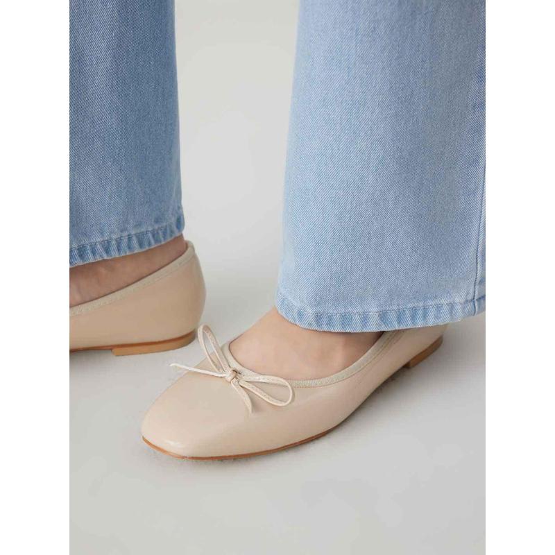 Cider [9 colors, size 6-11] Bowknot Decor Square Toe Ballet Mary Jane Flats