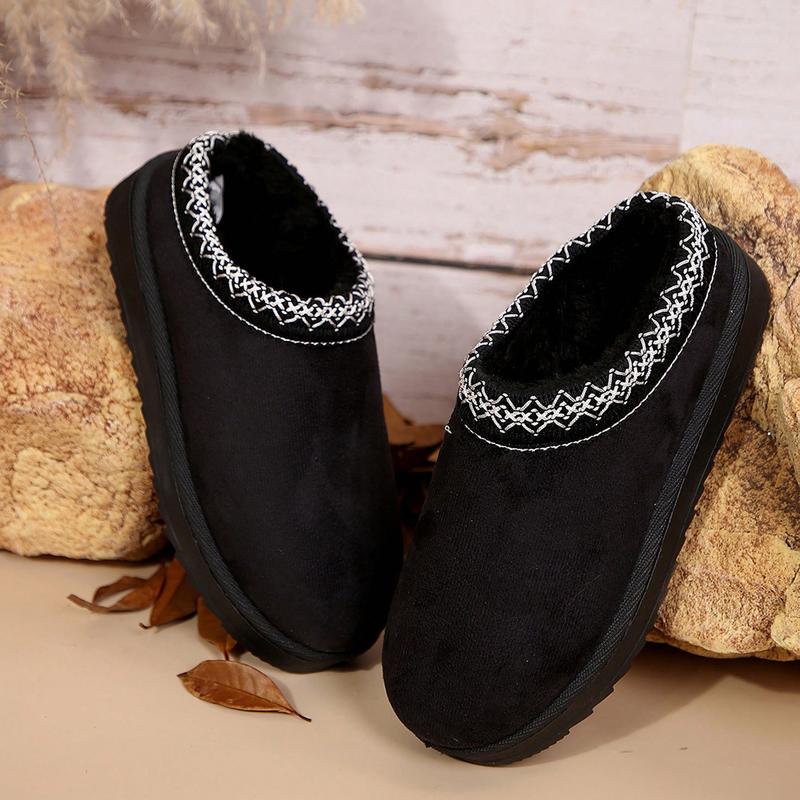 Merking Women's Winter Slippers, Platform Snow Boots, Thickened Flat Boots, Fur Lining, Warm Shoes, Outdoor Non Slip Boots