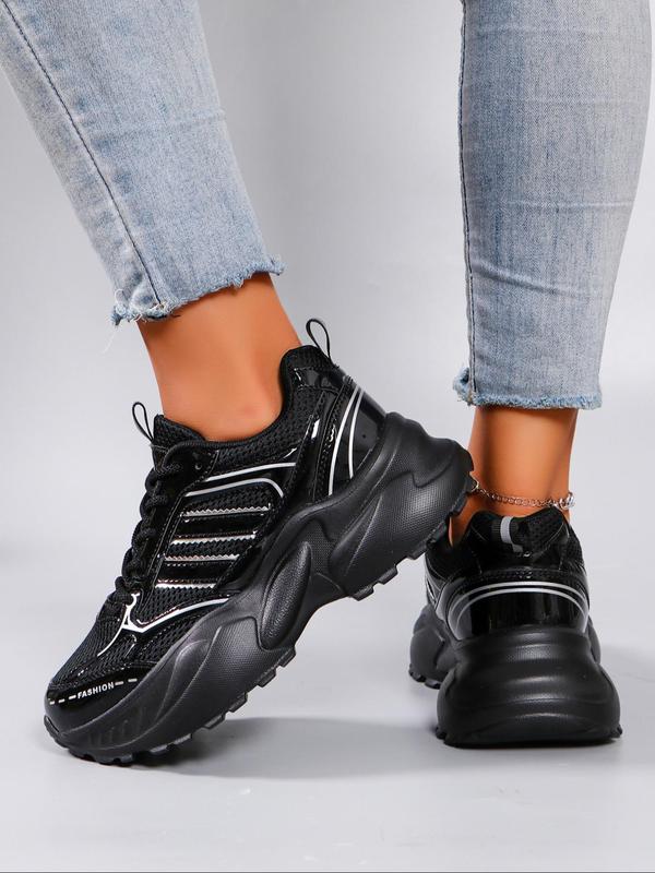 Women's Fashionable Lace Up Platform Sneakers, Casual Comfortable Sports Shoes for Daily Wear, Trendy All-match Sneakers for Women & Girls