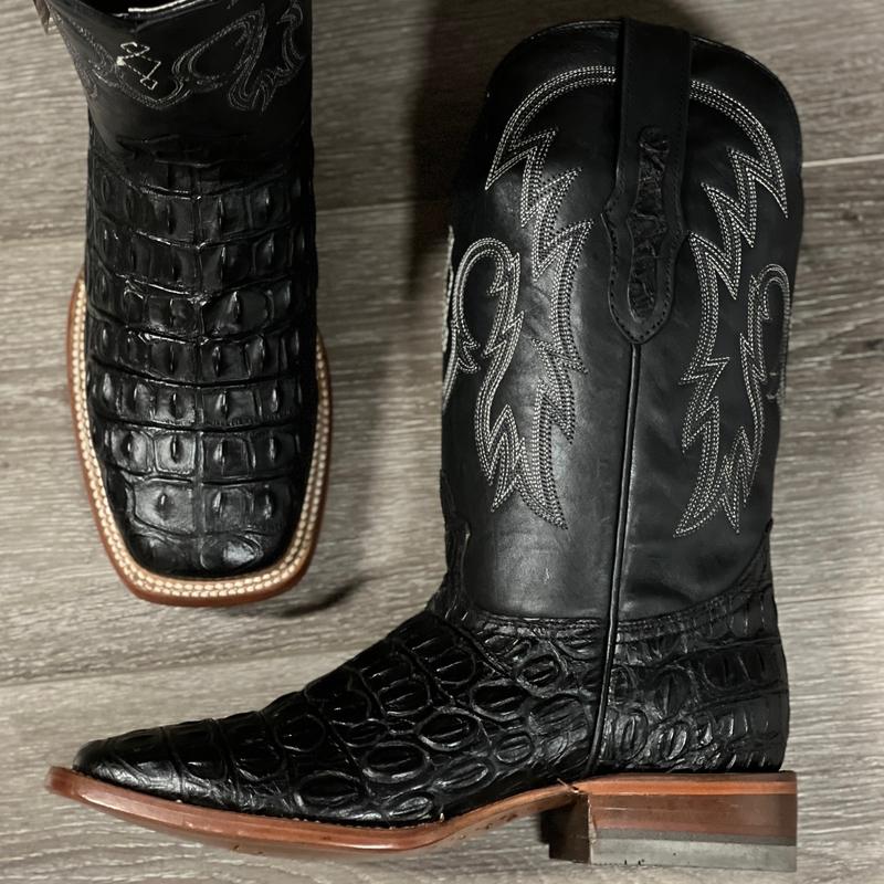 Alligator Nilo Print Black Color Botas Vaqueras de Mexico Western Boots