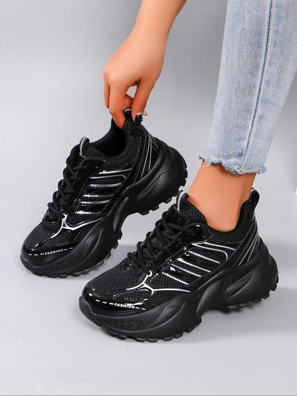 Women's Fashionable Lace Up Platform Sneakers, Casual Comfortable Sports Shoes for Daily Wear, Trendy All-match Sneakers for Women & Girls