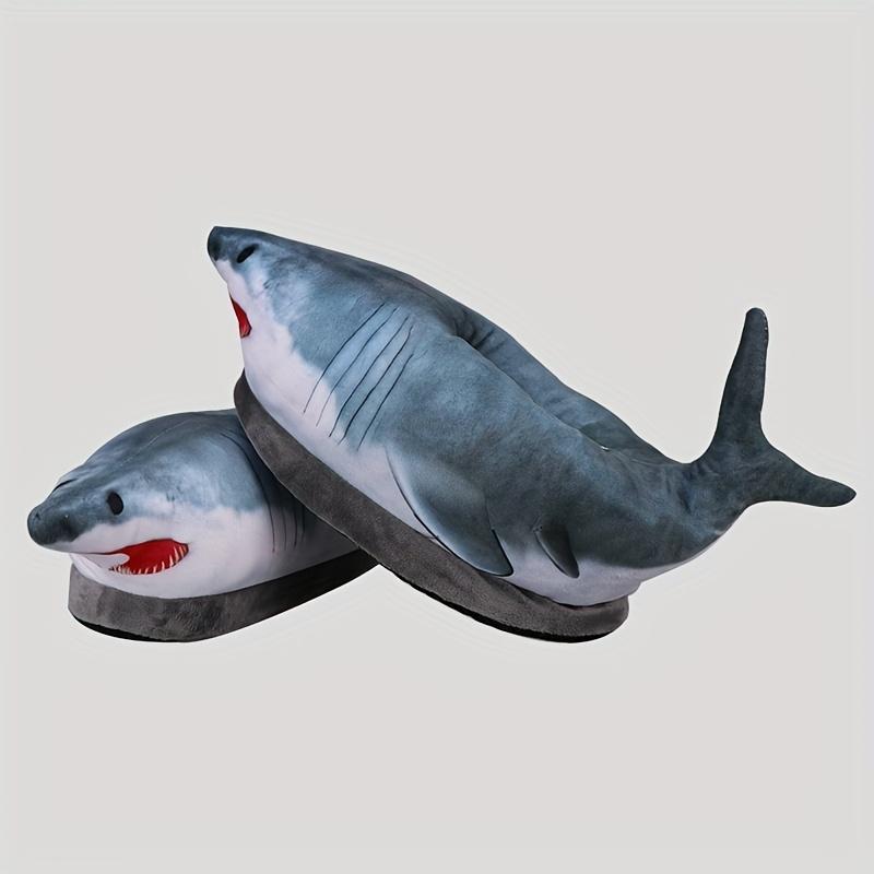 Men's Novelty Fish-Shaped Warm Slippers, Cute Comfortable and Non-Slip Slippers, Winter