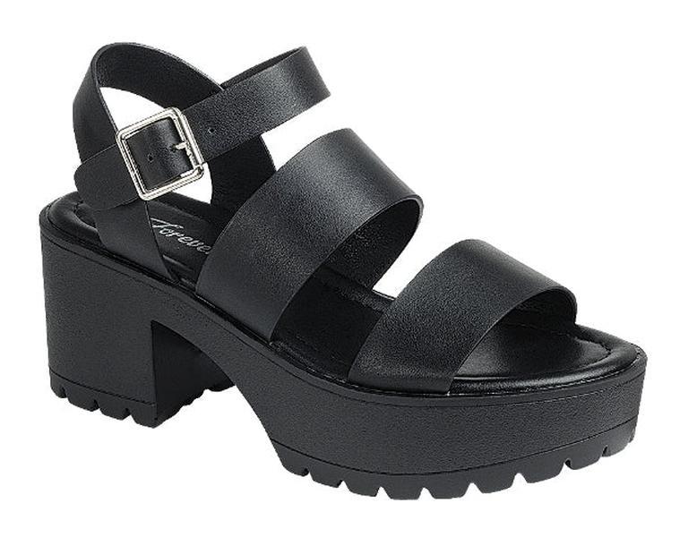 Women's Platform Open Toe Ankle Strap Lug Sole Block Heel Sandals Kira-25 Footwear Shoe