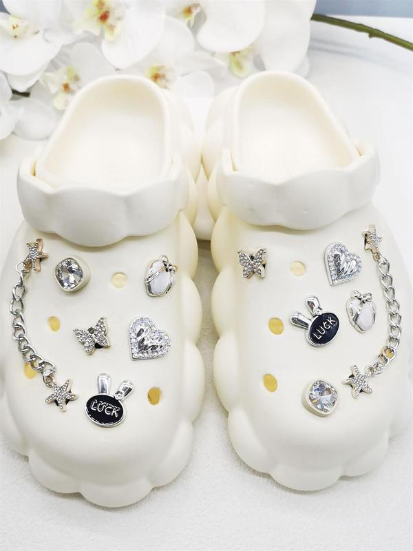 Women's Elegant Rhinestone Decorated Heart & Star & Rabbit & Butterfly Design Shoes Charms, Exquisite Trendy Shoes Charms, Fashionable Shoes Accessories for Clogs & Shoes Decoration