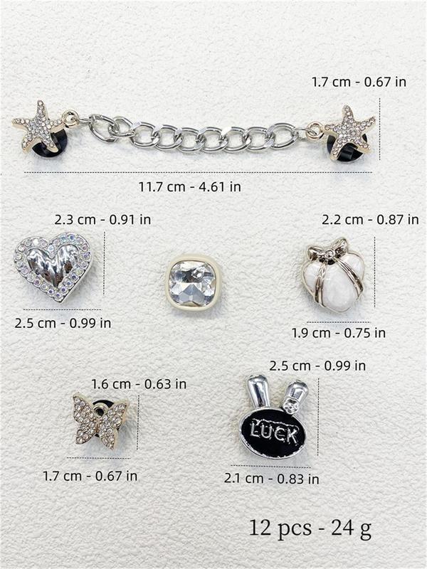 Women's Elegant Rhinestone Decorated Heart & Star & Rabbit & Butterfly Design Shoes Charms, Exquisite Trendy Shoes Charms, Fashionable Shoes Accessories for Clogs & Shoes Decoration