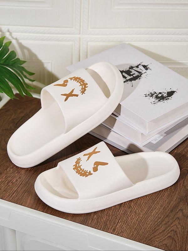 Men's Casual Pop Art Print Smile Face Design Soft Slippers, Trendy Non-slip Comfortable Slippers, All-match Soft Slippers for Indoor & Outdoor Wear