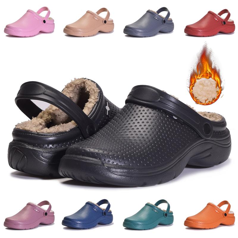 Womens Mens Fur Lined Clogs Waterproof Garden Shoes Winter Warm House Slippers Indoor Outdoor Mules Footwear Walking Shoes