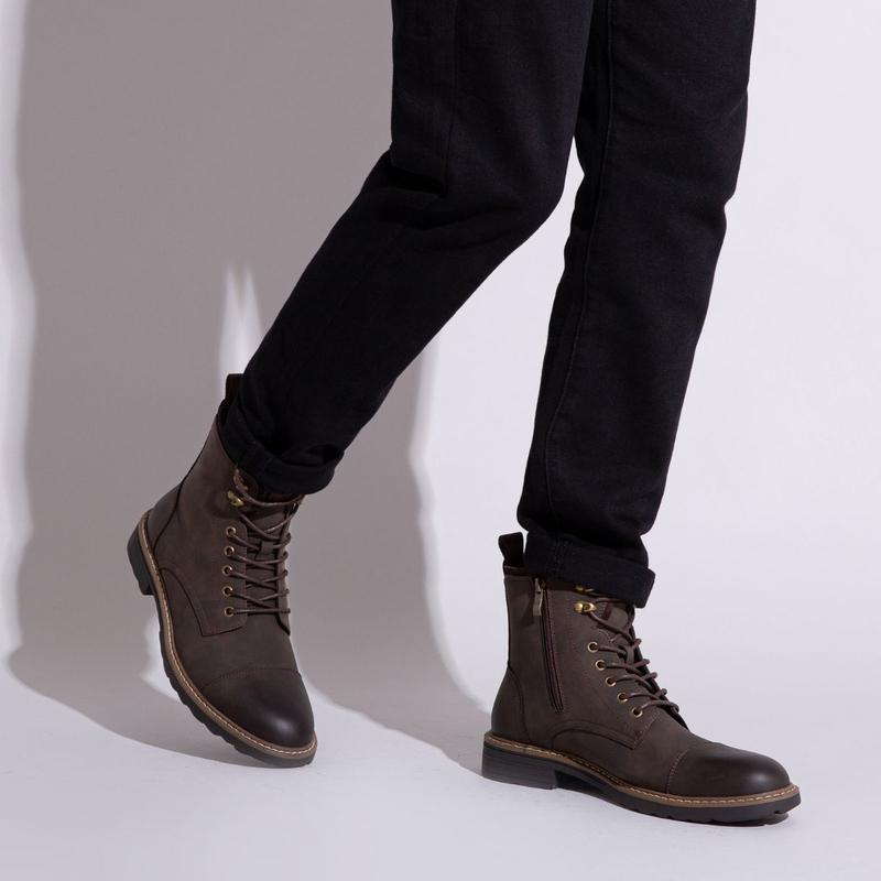 Mens Boots Motorcycle Casual Boots For Men Zipper Fashion Chukka Boots Walking Shoes