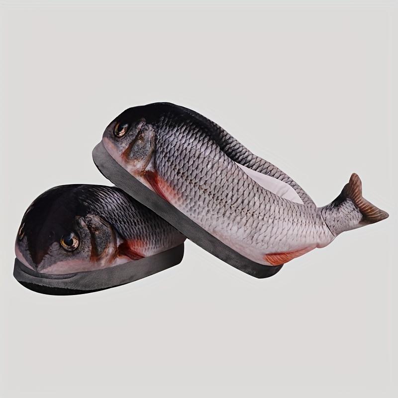 Men's Novelty Fish-Shaped Warm Slippers, Cute Comfortable and Non-Slip Slippers, Winter