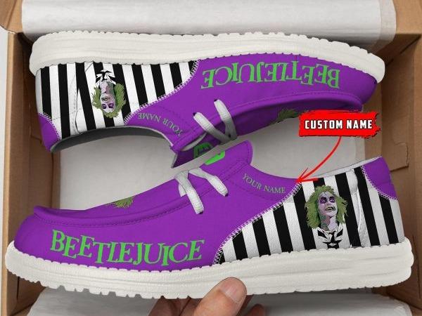 Beetlejuice 2024 Never Trust The Living Personalized Hey Dude Shoes, Loafer Shoes