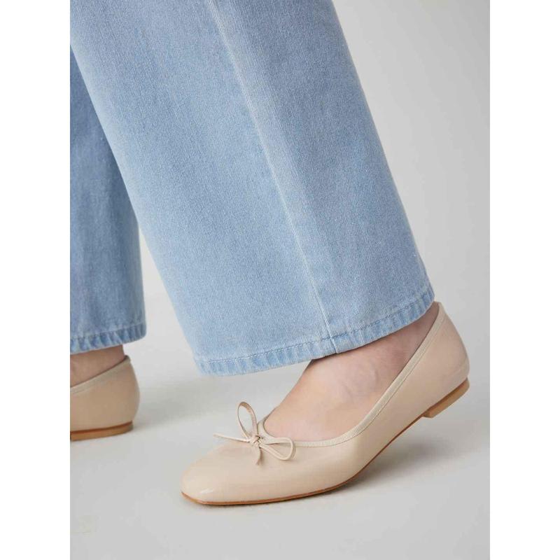 Cider [9 colors, size 6-11] Bowknot Decor Square Toe Ballet Mary Jane Flats