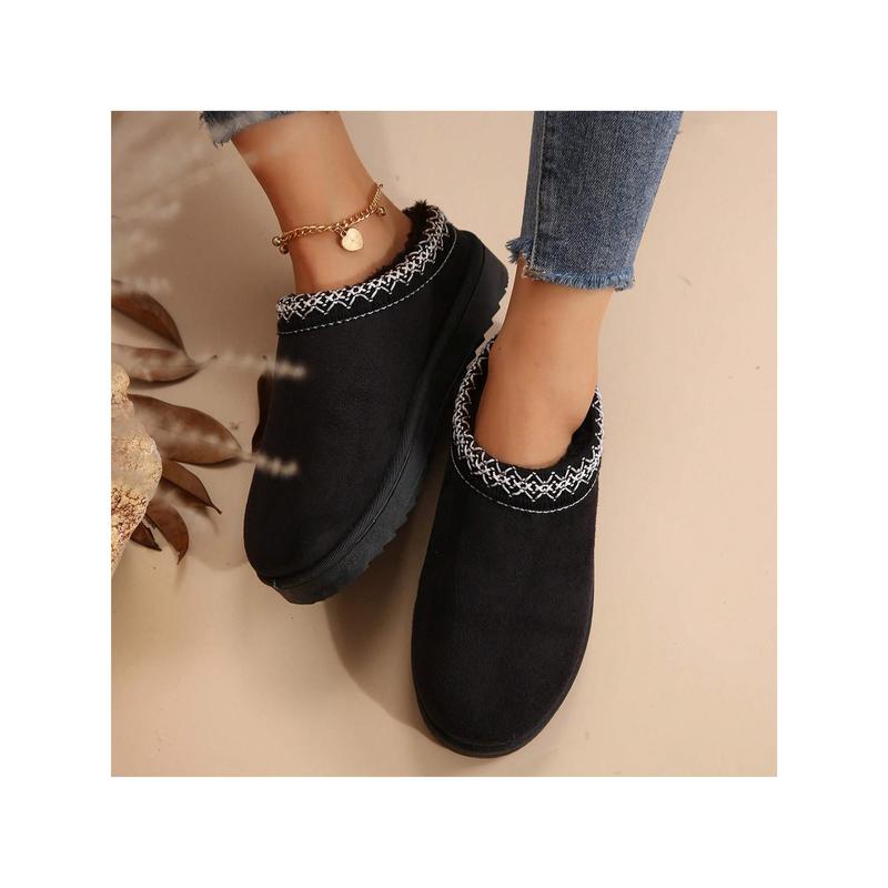 Merking Women's Winter Slippers, Platform Snow Boots, Thickened Flat Boots, Fur Lining, Warm Shoes, Outdoor Non Slip Boots