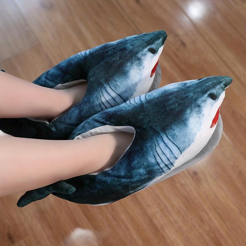 Men's Novelty Fish-Shaped Warm Slippers, Cute Comfortable and Non-Slip Slippers, Winter