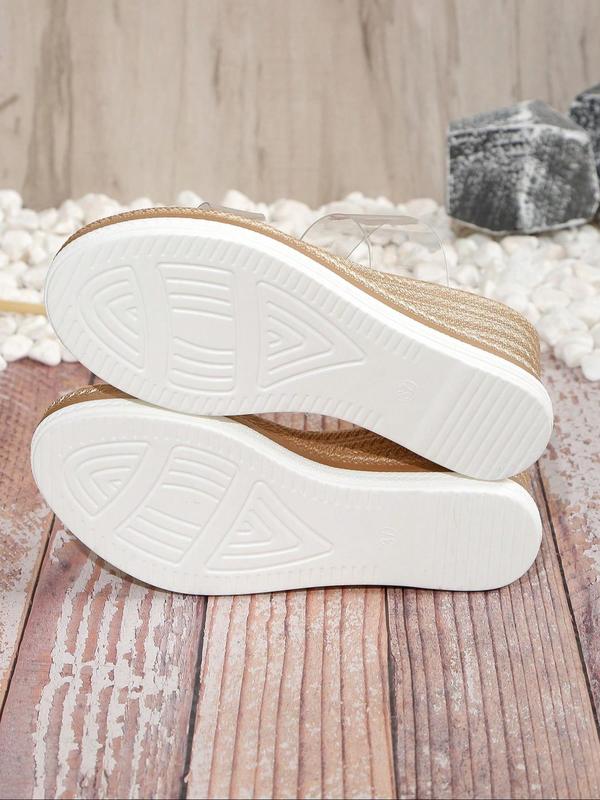 Women's Fashionable Transparent Wedge Sandals, Casual Comfortable Braid Design Slip on Sandals for Summer, Female All-match Round Toe Sandals for Daily Wear