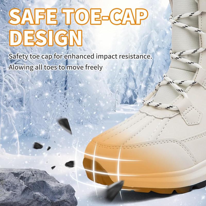 Womens Winter Waterproof Boots Snow Boots Warm Fur Lined Anti Slip Ankle Boots Mid Calf Snowboots