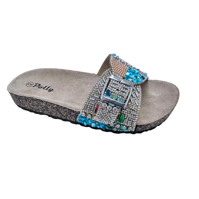 SANDY-5 Womens Sandals Rhinestone Embellished Strap Open Toe