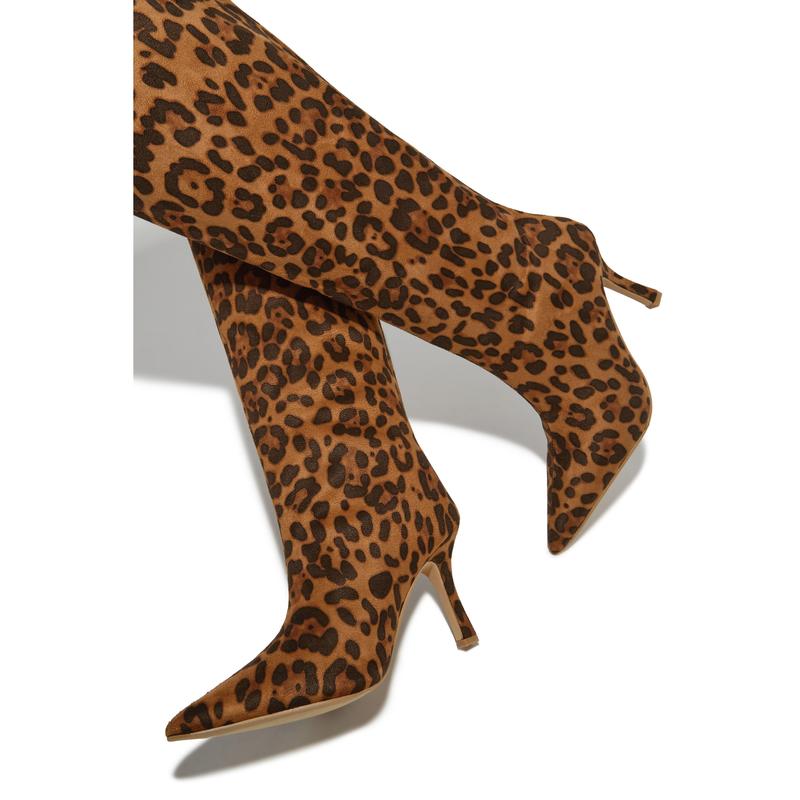 Shyla Knee High Boots - Leopard