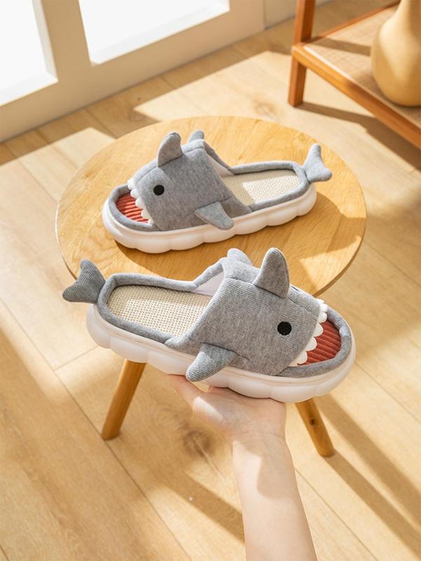 Men's Cute Shark Design Slippers, 2024 New Style Casual Soft Comfortable Home Slippers, Non-slip Breathable Slippers for Indoor & Outdoor Wear