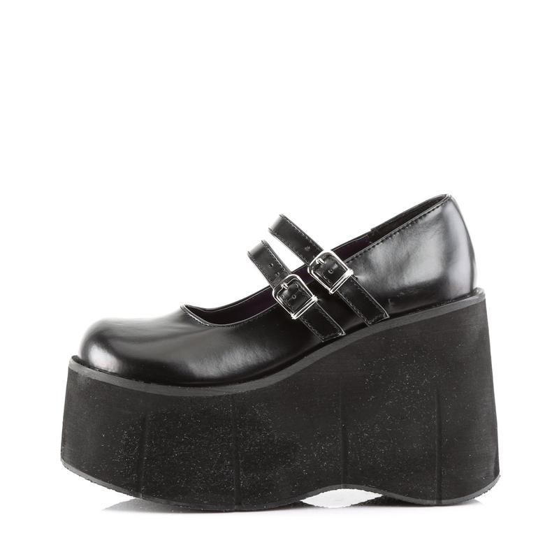 Demonia Kera-08 Black Vegan Leather Platforms