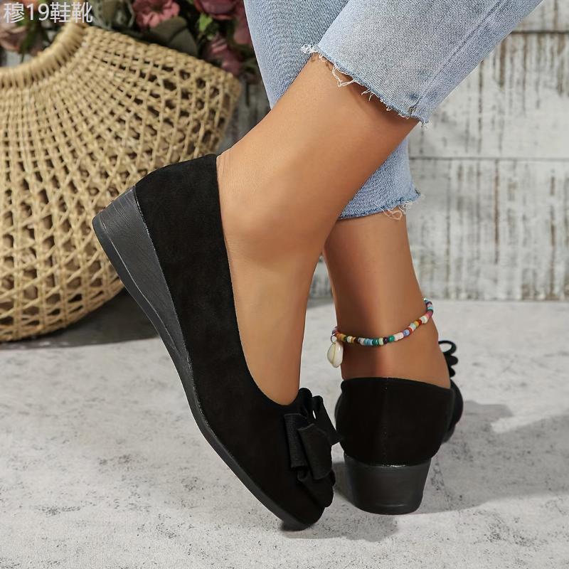 Chic Bowknot Wedge Heels - Lightweight, Comfortable, Slip-On Platform Shoes for Women - Perfect for Casual Daily Wear, Outdoor Activities, and Special Occasions Girl Walking Shoes Elegant Classy Footwear Stylish High Heels High Heel Fashion Heeled